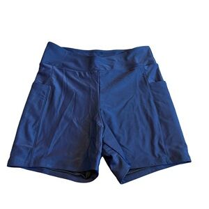 Tournesol Navy Blue High Waisted Swim Shorts Beach Pool Travel Size Medium NWT